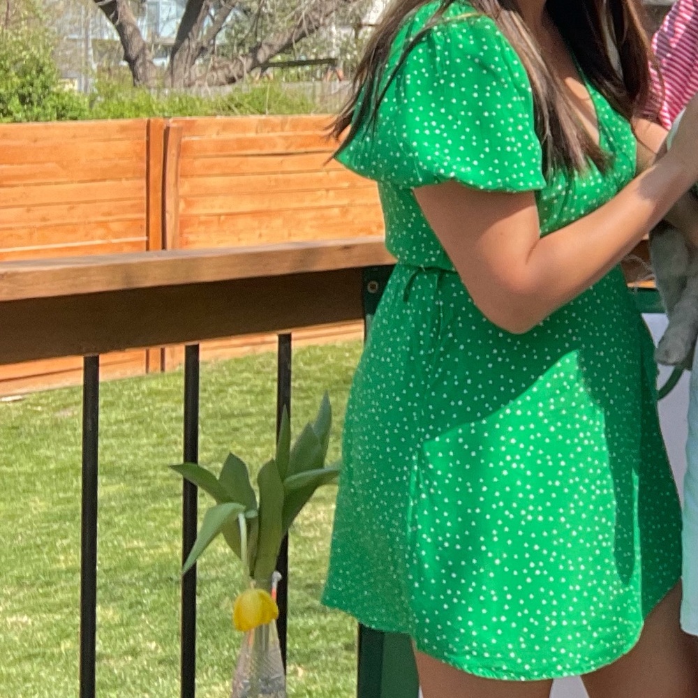 a new day Green Polka Dot faux Wrap dress - Large